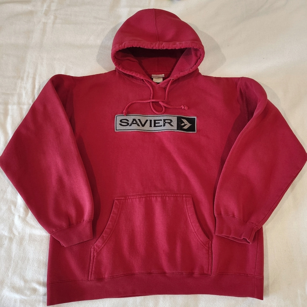 Vintage Savier Skateboarding Y2K 2000 hoodie sweatshirt large red